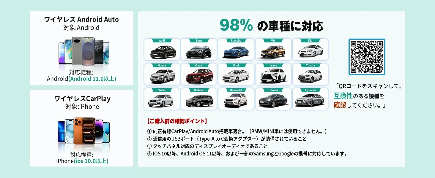 Android AutoとCarPlayに対応した製品の紹介画像