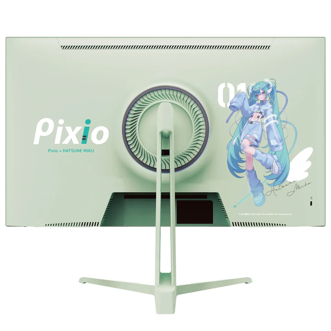 HATSUNE MIKUとPixioのコラボレーションモニターの背面